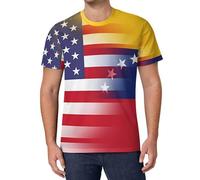 U.S. Venezuela Flag Men's T-Shirts Classic Short Sleeve Crew Neck Tee Summer Casual Tops Graphic 4XL