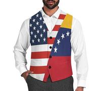 U.S. Venezuela Flag Men's Vest Suit Classic Waistcoat Vests Casual Business Dress Slim Fit V-Neck Tuxedo L