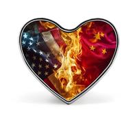 U.S. Vs Chinese Flag Tariff War Cute Heart Lapel Pin Brooch Badge Clothes Jewelry Accessories for Men Women