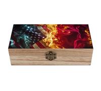 U.S. Vs Chinese Flag Tariff War Decorative Wooden Storage Box with Hinged Lid And Front Clasp Keepsakes Chest