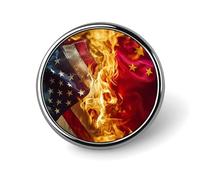 U.S. Vs Chinese Flag Tariff War Round Lapel Pin Button Brooch Tie Badge Elegant Hat Clothing Jewelry Accessories