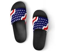 U.S. Wave Flag Unisex Home Slippers Open Toe Slide Sandals PVC Shower Shoes for House Hotel