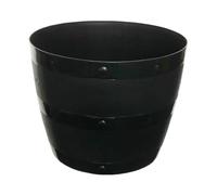 U.saf Black Barrel Planter Rustic Out/Indoor Garden Pot, Durable Lightweight Plastic, Weather-Resistant Wood grain Effect Tub for Flowers, Shrubs, Herbs, Classic Decorative Design -50cm (Large)