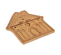 U.saf Home Collections Gingerbread House Shaped Bamboo Serving Board Eco-Friendly Wooden Christmas Chopping Cheese Snack Board Festive Dining Kitchen Party Accessory
