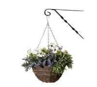 U.saf Jardin Artificial Pansy Hanging Basket White UV-Resistant & Weatherproof Faux Floral Décor for Indoor & Outdoor Use Lush, Low Maintenance Hanging Flower Arrangeme