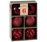 U.saf Merry Moments Luxury Baubles 6pk Burgundy Christmas Tree Decorations Three Eye Catching Designs Festive Home Decor Set