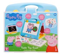 U.saf Peppa Pig Table Top Easel 2-in-1 Chalk Board Drawing Desk with Paper Clips Chalk Crayons Stickers 27.4x35.6x7.3cm