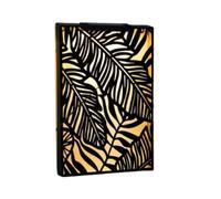 U.saf Solar Powered Tropic Leaf Black Wall Art, Warm White LED Lighted Metal Decor for Garden, Patio, or Indoor Spaces, Eco-Friendly Tropical Ambiance.