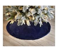 U.saf Starry Night Navy Faux Fur Tree Skirt - Luxurious Christmas Décor for Holiday Trees