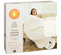 U.saf The Cosy Shop Waffle Heated Throw Cream 120x160cm Digital Remote Control 9 Heat Settings Therapeutic Warmth Auto Shut Off Machine Washable Winter Comfort