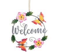 U.saf Welcome Metal Wreath - Ladybird, Bee, or Butterfly | Charming Outdoor Decorative Wreaths with Insect Designs | Weather-Resistant | Front Door Welcome Signs | Garden and Patio Accents (Butterfly)