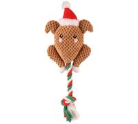 U.saf Winter Paws Christmas Rope Toy Turkey Design Festive Pet Chew Interactive Tug Play Indoor Outdoor Dog Cat Gift