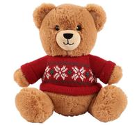 U.saf Winter Paws Cosy Club Christmas Bear Plush Dog Toy Assorted Jumper Hat Designs Festive Pet Chew Toy