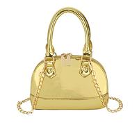 U Scinan Patent Leather Top Handle Tote Bag Mini Zip Around Dome Shoulder Bag Shell Shape Cross Body Handbag Purse Satchel, C-gold, One Size