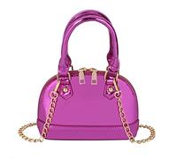 U Scinan Patent Leather Top Handle Tote Bag Mini Zip Around Dome Shoulder Bag Shell Shape Cross Body Handbag Purse Satchel, C-purple, One Size