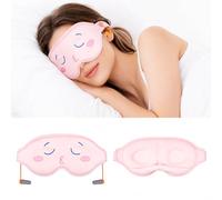 U Scinan Sleep Mask with Earplug Retainer, Light Blocking 3D Contoured Eye Cover Adjustable Strap for Travel Airplane Nap Pink