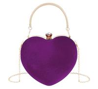U Scinan Women Heart Shaped Handbag Mini Clutch Chain Purse Chic Shoulder Bag Evening Tote, A-purple, One Size