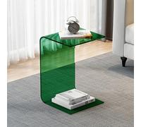 U Shape Acrylic End Table, C Shaped Sofa Side Table, Couch Side Tables Modern Design, Industrial End Table Sofa Side Table, C Table, Nightstand, Multipurpose Acrylic Side(Green,30*30*65cm)