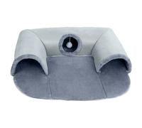 U Shape Cat Cave - Removable Washable Tunnel Bed, Foldable Pet Play Couch | Seasonal Plush Ball Toy, Inner Bedding, Cosy Nap Zone, Comfort Sleeping Room