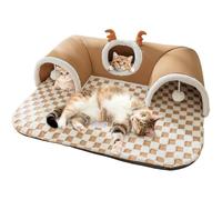 U-Shape Cat Tunnel Bed for Indoor Cats, 65x40 cm, with Memory Foam & Thermal Fleece Detachable Zipper Design Anti-Slip Base Cat Toys Cave for 2 Cats