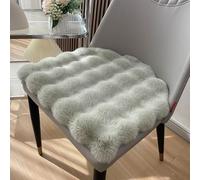 U-Shape Faux Fur Chair Cushion, Fluffy Fuzzy Dining Chair Pads, Washable Non-Slip Kitchen Chair Seat Cushion(49x48cm(19x19in), Green)