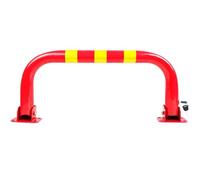 U-Shape Foldable Car Parking Lock Bollard with Reflective Tape Automatic Driveway Security Post 33cm Cold-Rolled Steel Height Red Parking Barrier