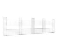 U-shape Gabion Basket with Posts Outdoor Wall Fence Panel Barrier Iron vidaXL