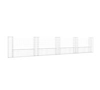 U-shape Gabion Basket with Posts Outdoor Wall Fence Panel Barrier Iron vidaXL