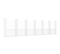 U-shape Gabion Basket with Posts Outdoor Wall Fence Panel Barrier Iron vidaXL