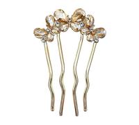 U Shape Hair Fork - Sparkling Rhinestone French Pins for Women, Stylish Accessories with 4 Prong Grip, Hair Styling Tool for Bridesmaids, Wedding, Party and Formal Celebration, 3.74 X 1.97 Inches
