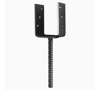 U Shape Post Support Size: 91mm (3.6") Black (Pack of: 6) Base Bracket Heavy Duty Concrete-in Fence, Decking Anchor