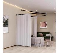 U-Shape Room Divider, Privacy Divider Curtain Rod from Wall, Metal wall bracket, Beauty Salon Partition Curtain for Fitting Room Beauty Salon Bedroom(90.6x47.2inch),Black,120cm