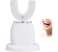 U Shaped Adult Electric Toothbrush, Rechargeable Waterproof 360° Automatic Cleaning Oral Care Tool with Food Grade Silicone Brush Head