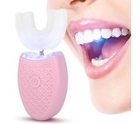 U-Shaped Adult Toothbrush,t Electric Sonic Toothbrush Automatic Cleaning Toothbrush Oral Care Tool with Food Grade Silicone Brush Head(Pink)