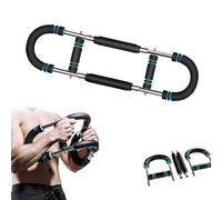 U-Shaped Arm Trainer - Adjustable Forearm Strengthener with Resistance - Metal Spring, Leather-Wrapped Anti-Slip Handles - Full-Body Workout Equipment