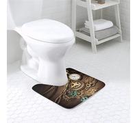 U-Shaped Bathroom Rug Soft Absorbent Microfiber Bath Rugs and U-Shaped Contour Toilet Mat Non-Slip Bath Carpet Steampunk Watches Keys and Chains Bath Mats for Bathroom Floor Rug