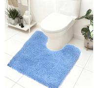 U-Shaped Bathroom Rugs 50x50cm, Soft Microfibre Toilet Rug Machine Washable Bath Rug Set with TPR Non Slip Rubber Backing Solid Bath Mats for Luxury Bathroom Toilet Pedestal Carpet