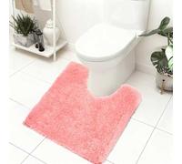 U-Shaped Bathroom Rugs 50x50cm, Soft Microfibre Toilet Rug Machine Washable Bath Rug Set with TPR Non Slip Rubber Backing Solid Bath Mats for Luxury Bathroom Toilet Pedestal Carpet