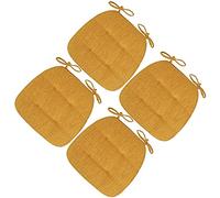 U-Shaped Dining Chair Cushions Set of 4 - Comfortable Kitchen Seat Pads with Ties, Turmeric Yellow, 41x43cm - Ideal for Dining Room & Kitchen Decor, Soft & Stylish Seat Covers
