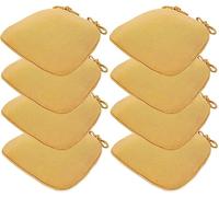 U Shaped Dining Chair Cushions with Ties Removable Covers 17" x 16" 8 Pack Yellow Chair Pads for Indoor Kitchen & Dining Room Comfort