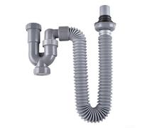 U-Shaped Drain Pipe ABS Anti-Odor Flexible Waste Trap for Bathroom Sink Kitchen Basins Retractable Design 32mm(Gray)