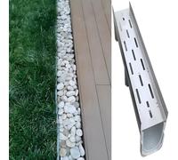 U-Shaped Drainage Channel System - Effective Rainwater Management with Long Hole Cover Grates for Pathways, Outdoor Landscaping, and Yard Solutions - Grille Design for Optimal Drainage