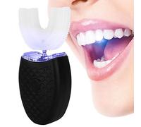 U-Shaped Electric Sonic Toothbrush for Child Elderly - Automatic Cleaning Oral Care Tool With Food Grade Silicone Brush Head (Black)