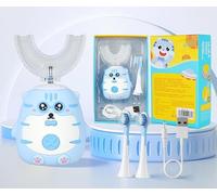 U-Shaped Electric Toothbrush, Children's Electric Toothbrush with 2 U-Shaped Silicone Brush Heads & 2 Brush Heads, 360° Automatic Ultrasonic Electric Toothbrush for Age 2~6 Years (Tiger)