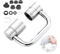 U Shaped Faucet Extender, Universal Sink Faucet 1440° Rotatable Faucet Aerator Extension, Rotatable Water Spout Extender with 2 Sprayer Modes, 1080° Rotating Faucet Extender for Bathroom Sink/Kitchen