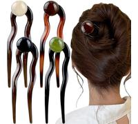 U Shaped French Hair Pin Hair Clips Pearl French Hair Pins for Women Elegant French Pin Hair Clip Acetate Bobby Pins Brown Hair Fork Hairpin Hair Sticks for Buns Vintage Updo Hair Accessories, 4pcs