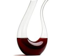 U-Shaped Glass Wine & Aerator by Khen - Amadeo Unique Curved Wine Decanters - 25 OZ - Curved Elegant Aerator Carafe - Lead-free Red Wine Decanter Proven to Enhance & Improve Flavor