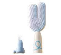 U-shaped Hair Brush, Multi-functional Anti-static Scalp Massage U-Shaped Comb Teeth, For Frizz Control Detangling High Crown Hair Styling Blue