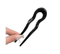 U-Shaped Hair Fork Acetate Fashion Geometric Design Hair Sticks Tortoiseshell Hairpin Women Girls Headwear Accessories(Black)