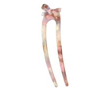 U Shaped Hair Pin French - Prong Hair Stick,Cellulose Acetate Hairpin With Bow Tie, 2 Prong Hair Stick Hairpin For Women Hairstyles